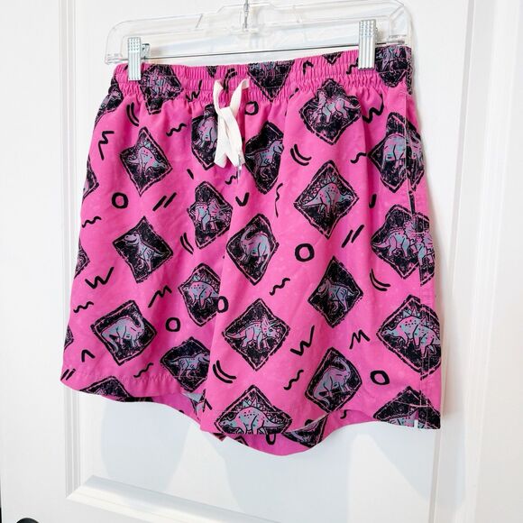 Chubbies Mens Lined Swim Trunks Size Large Pink Dinosaur 5.5in Quick Dry - Picture 2 of 7